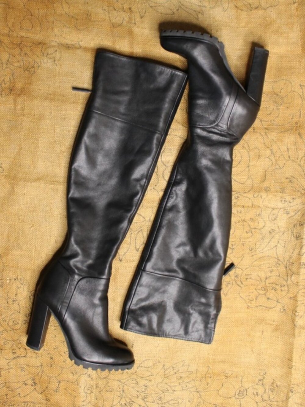 ALDO Black Knee High Platform Lug Sole Boots Chunky Grunge Y2K Goth 6.5 - Picture 3 of 8